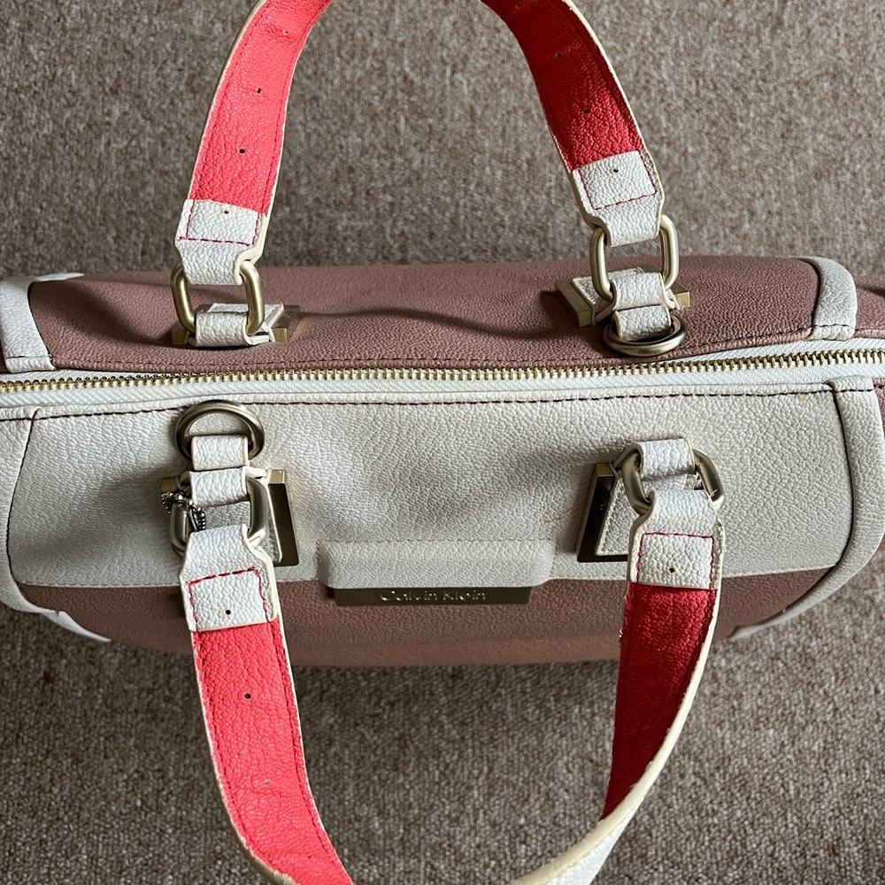 Calvin Klein Tan and Cream Satchel with Structured Design - Picture 5 of 16